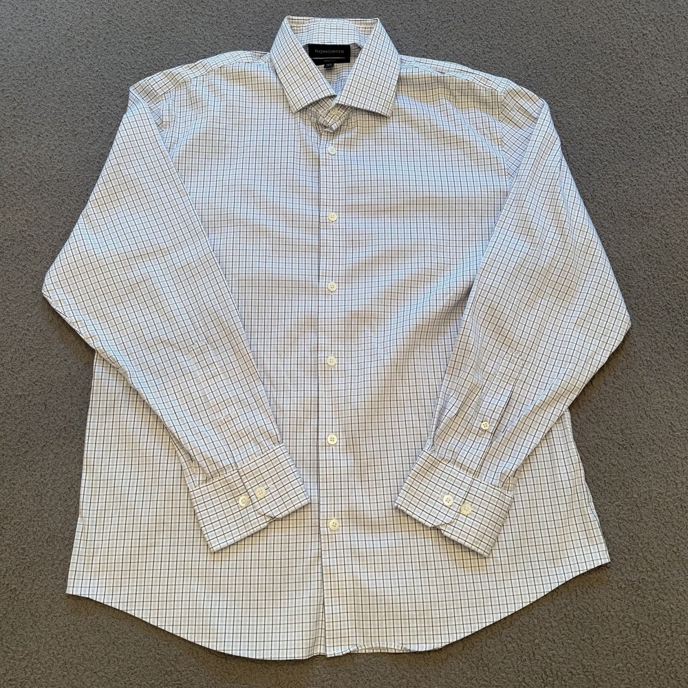Bonobos Athletic Fit Dress Shirt Blue White Check Men's 16.5/34